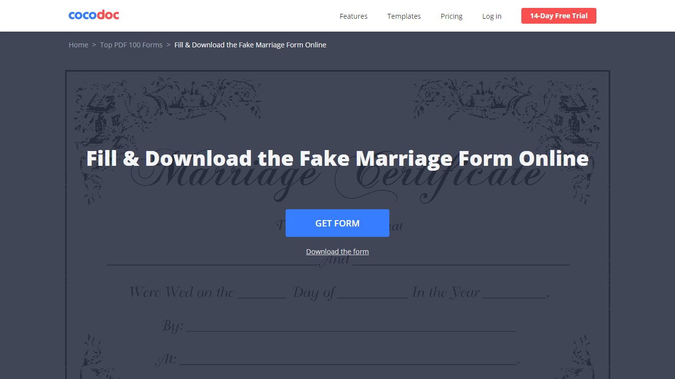 Fill & Download Fake Marriage Certificate Form for Free