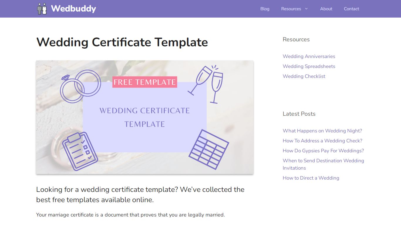 Wedding Certificate Template 2022 (FREE Template) - Wedbuddy